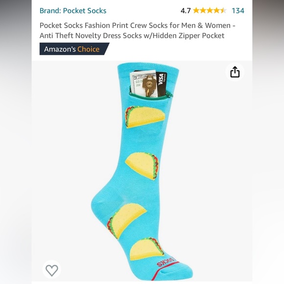 COPY - NWT Pocket socks size large - Picture 2 of 11